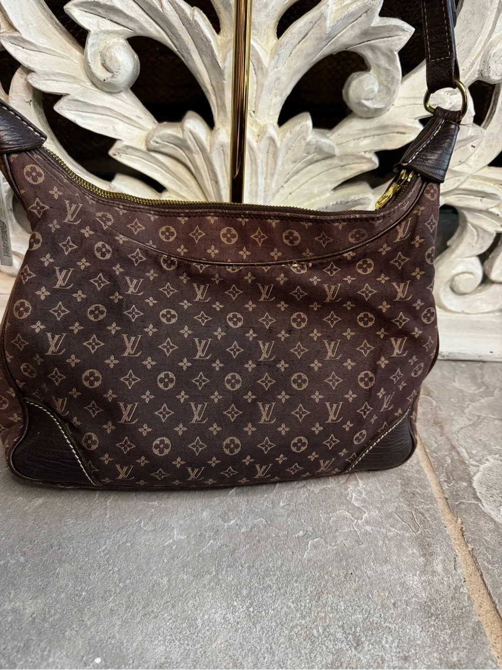 Louis Vuitton Monogram Minilin Shoulder Hobo in Dark Brown with COA